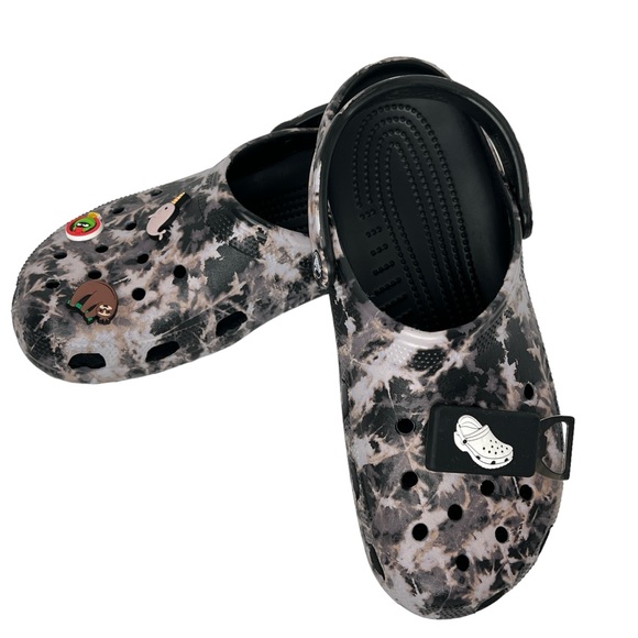 Crocs Classic Bleach Dye Slip On With Jibits Mules Clogs Size 10 (M) / 12 (W) - Picture 12 of 13